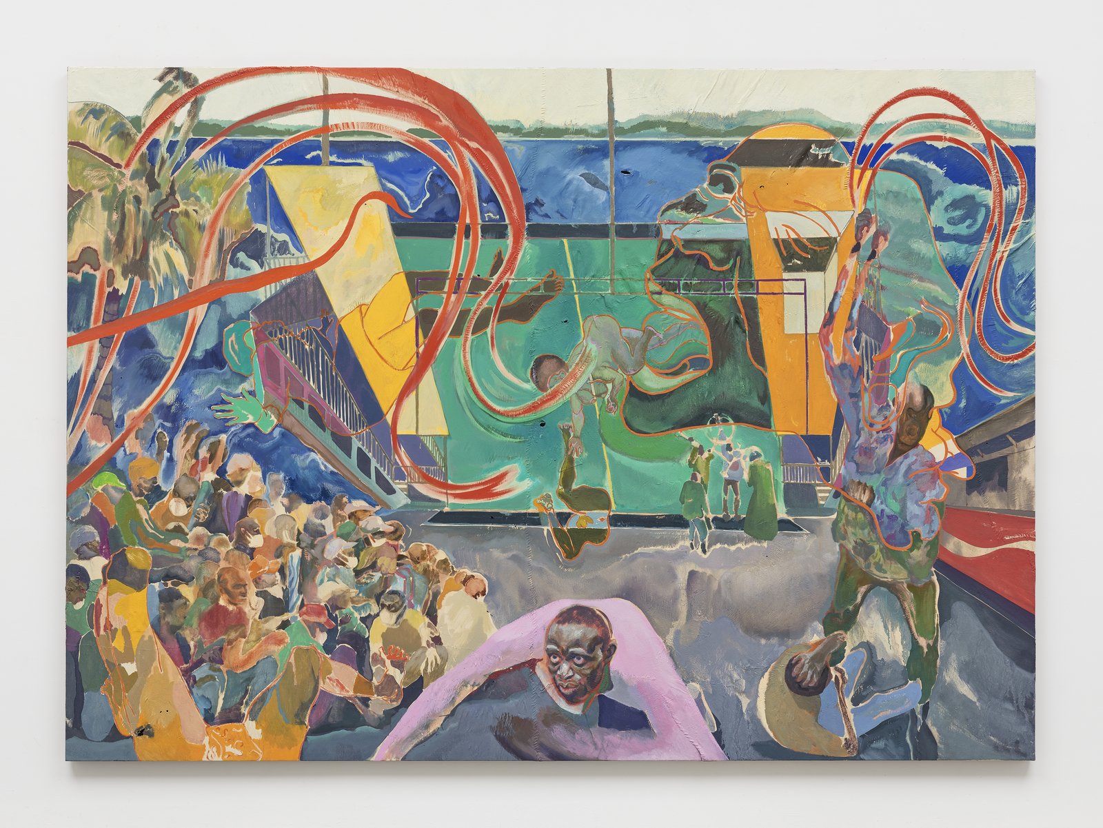 Michael Armitage, Curfew, Öl auf Lubugo, 250 x 350 cm 