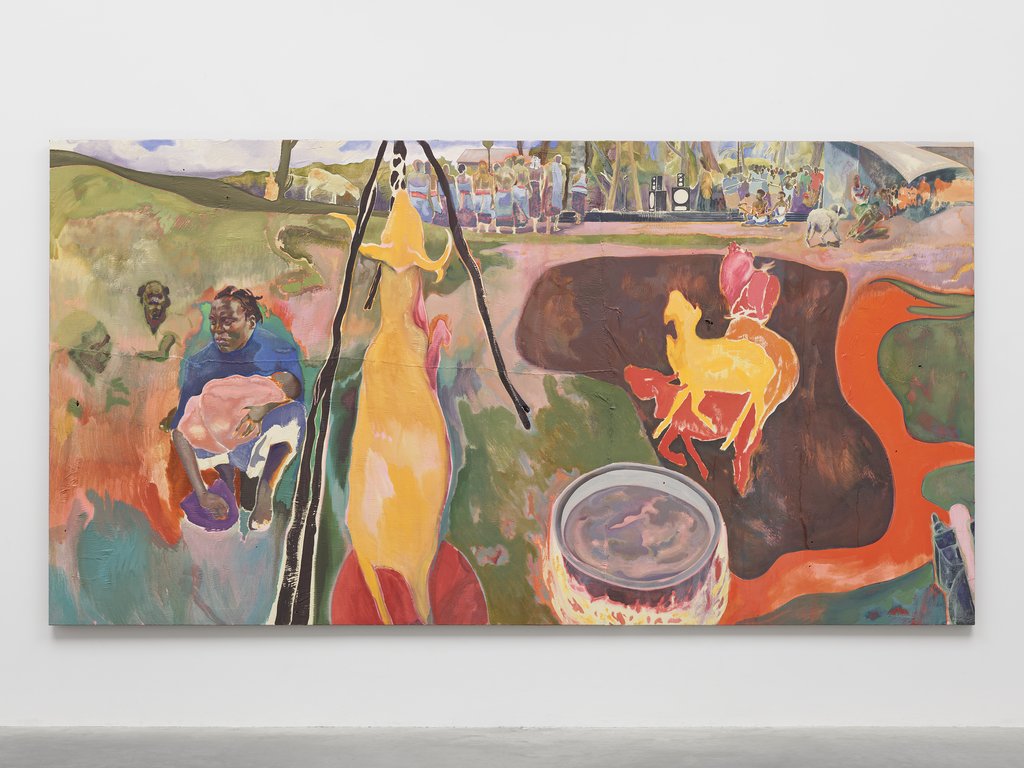 Michael Armitage, Amongst the Living, Öl auf Lubugo, 220 x 420 cm 